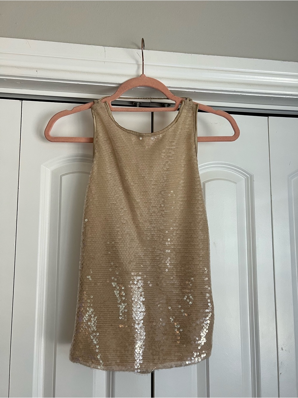 Mistress Rocks Nude Sequin Open Back Top Medium
